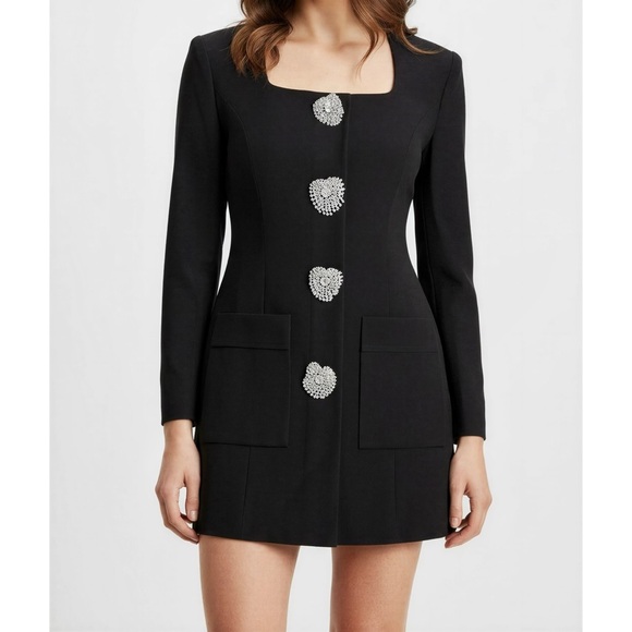 MISS ROSIER Fionnghuala Crystal Embellished Mini Dress, Black, Large - Picture 2 of 14